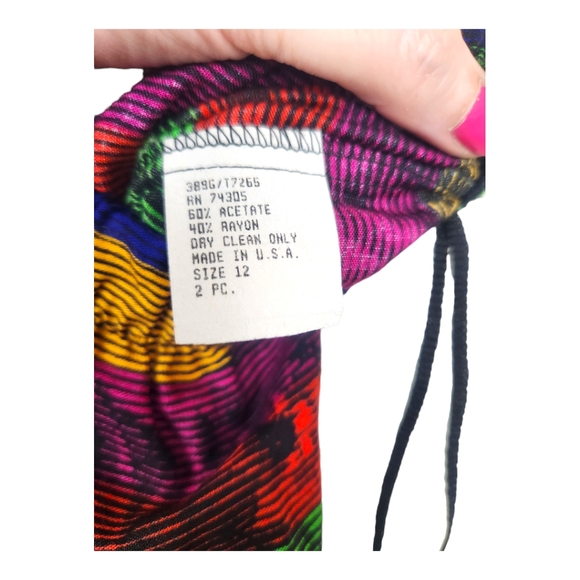 Vintage Rainbow Striped Plisse Midi Skirt - Picture 4 of 5